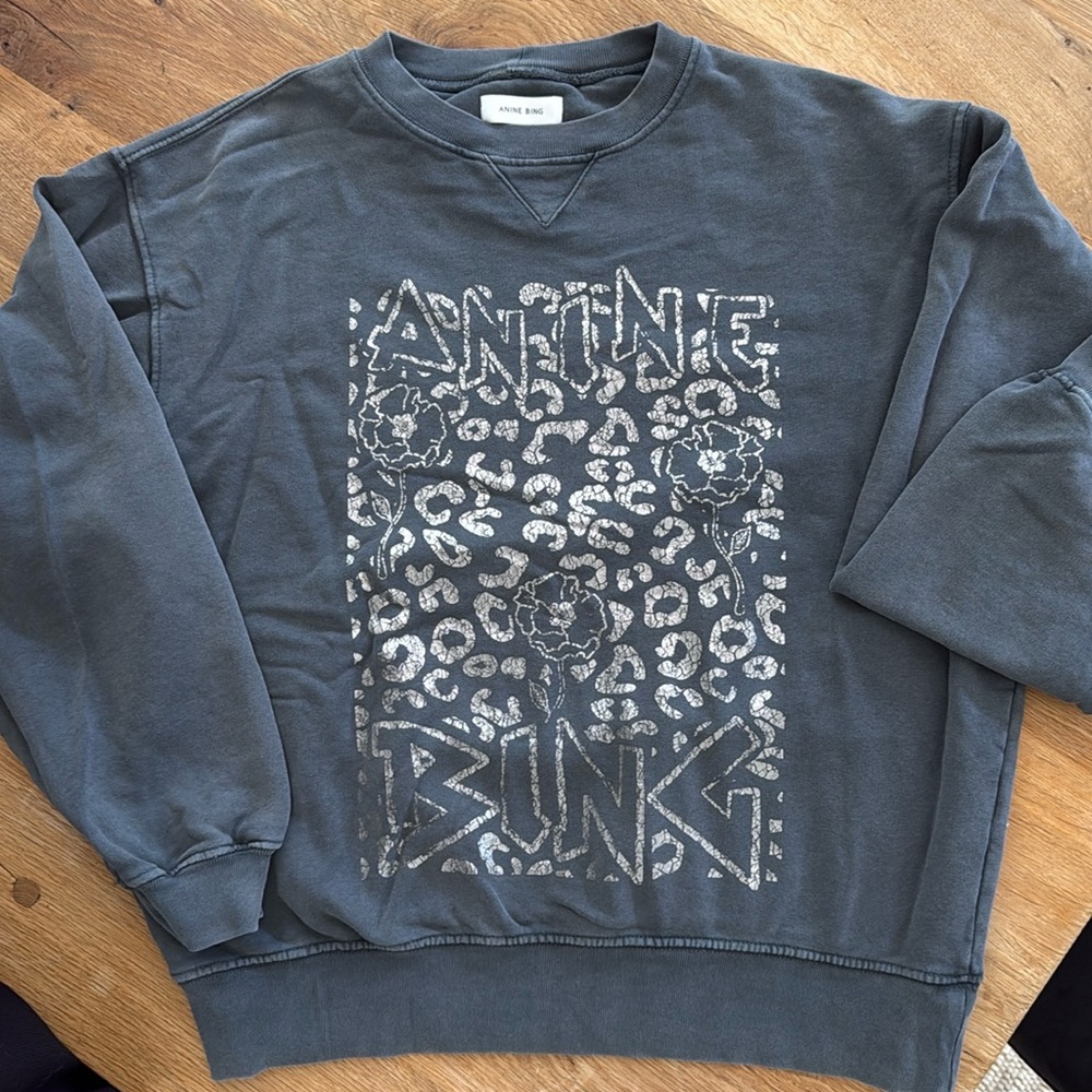 Anine Bing Silver Leopard Ramona Sweatshirt